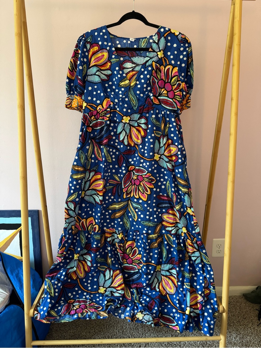 Tabitha Brown x Target Floral Blue Maxi Dress with Tiered Hem